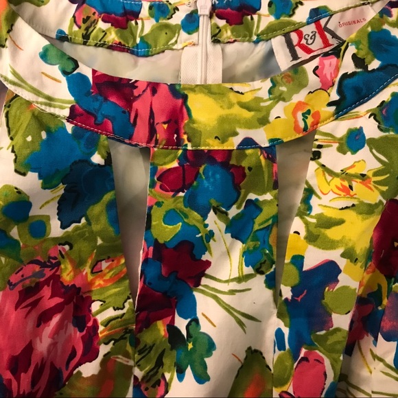 Vintage Floral Print Sleeveless Knee Length A Line Dress - Picture 4 of 7